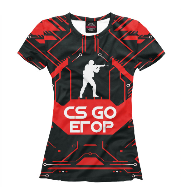 Женская футболка с изображением Егор в стиле CS GO цвета Белый