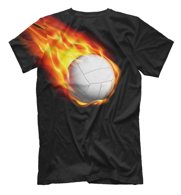 Мужская футболка с изображением Волейбольный мяч в огне цвета Белый