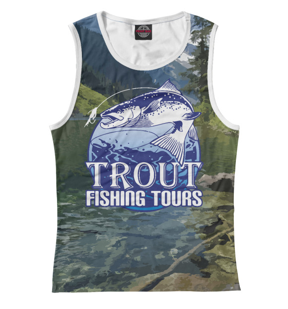 Женская майка с притом Форель цвета Белый Женская майка с изображением Форель цвета Белый