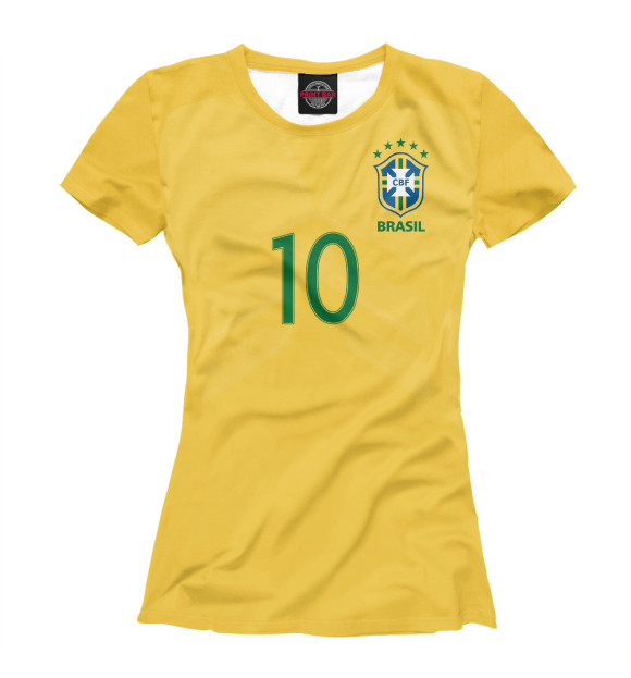 Футболка для девочек с изображением Неймар Форма Сборной Бразилии цвета Белый
