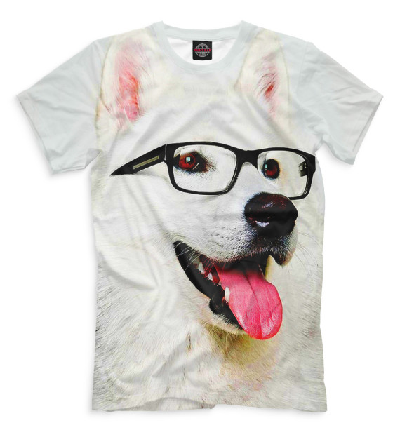 Мужская футболка с изображением Хаски цвета Бежевый