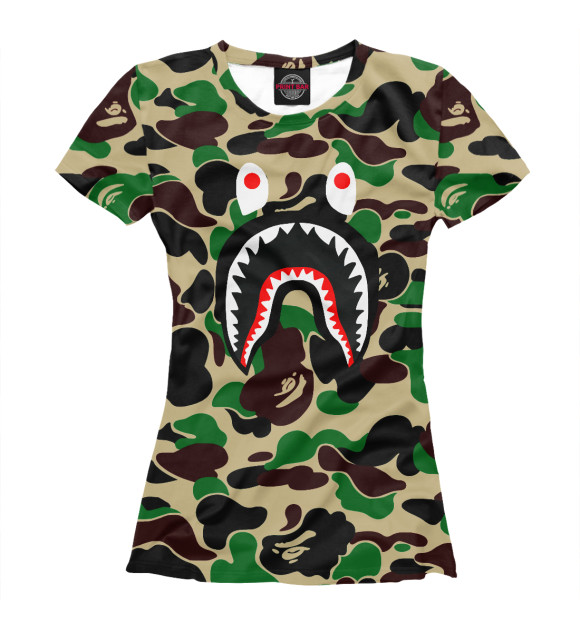 Женская футболка с изображением Bape Shark цвета Белый