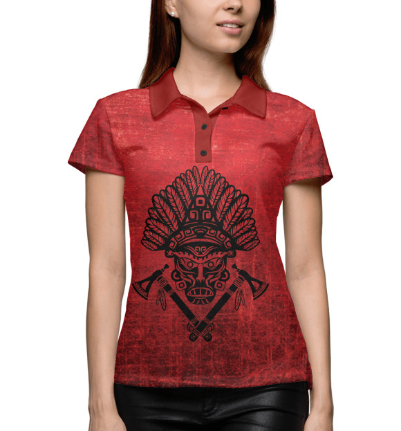 Женское поло с изображением Индеец с тамагавками цвета Белый