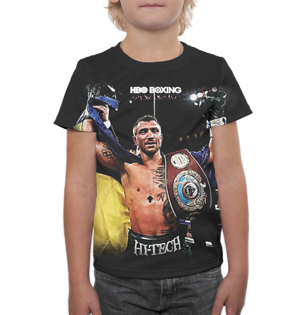 Футболка для мальчиков с изображением Василий Ломаченко цвета Белый