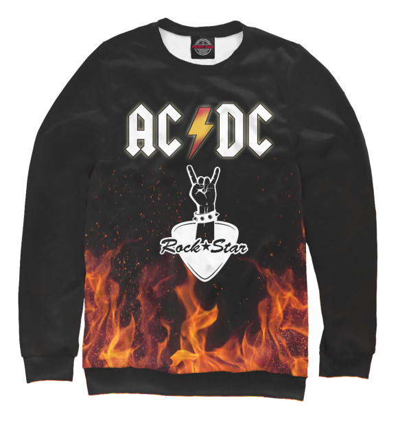 Женский свитшот с изображением AC/DC Rock Star цвета Белый