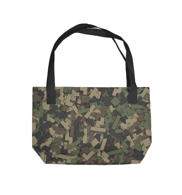 Пляжная сумка с изображением Камуфляж - тетрис цвета 