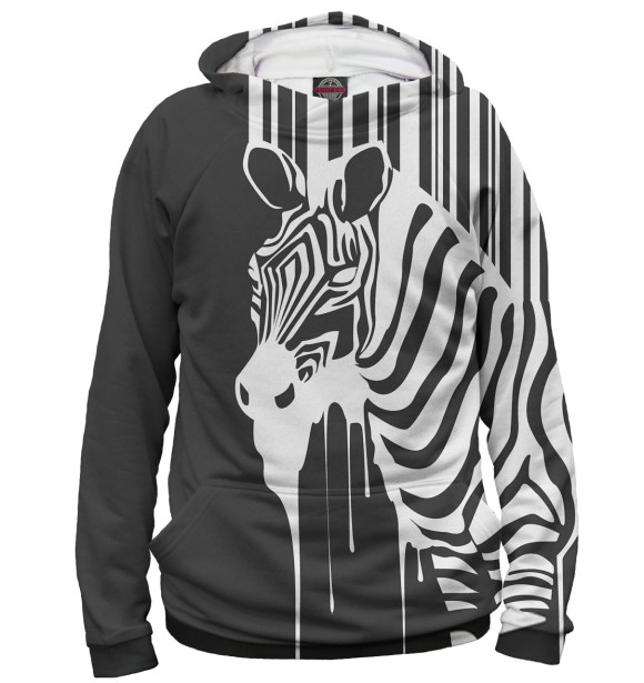 Женское худи с изображением Зебра цвета Белый