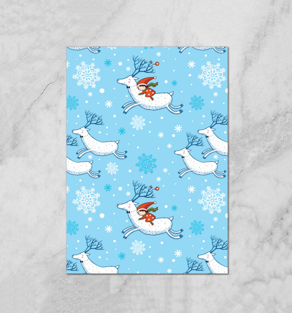 Плакат с изображением Олени цвета Белый