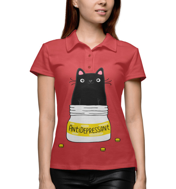 Женское поло с изображением Аntidepressant цвета Белый