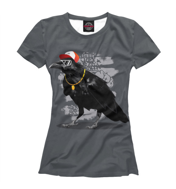 Женская футболка с изображением Hip-hop raven цвета Белый