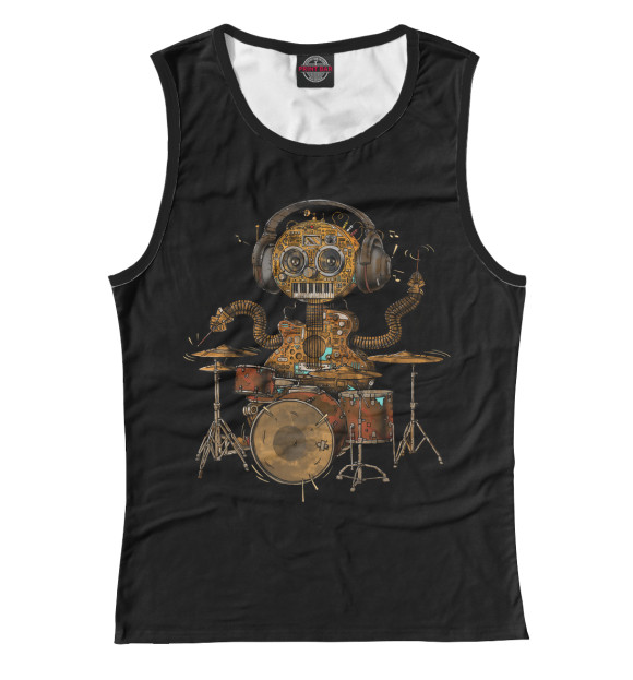 Женская майка с изображением Music Bot цвета Белый