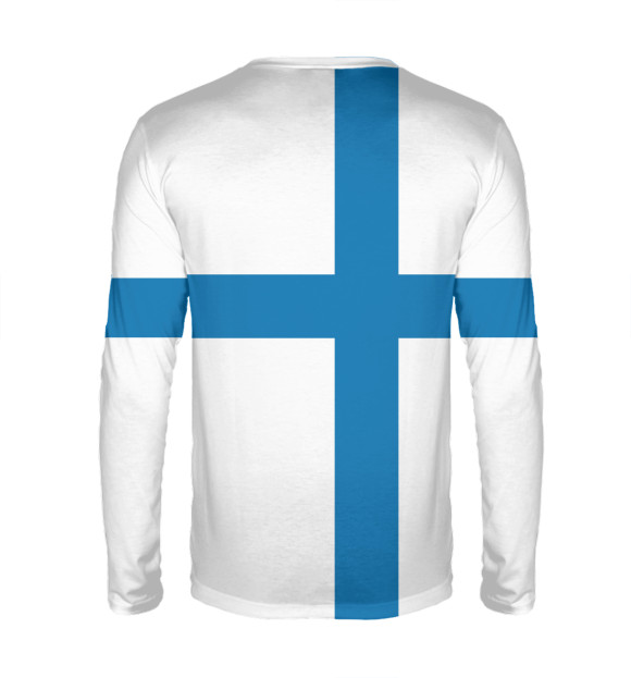 Мужской лонгслив с изображением Сборная Финляндии цвета Белый