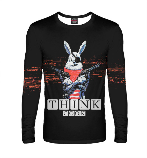 Мужской лонгслив с изображением Кролик с Пистолетами цвета Белый