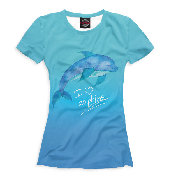 Женская футболка с изображением Love dolphins цвета Белый