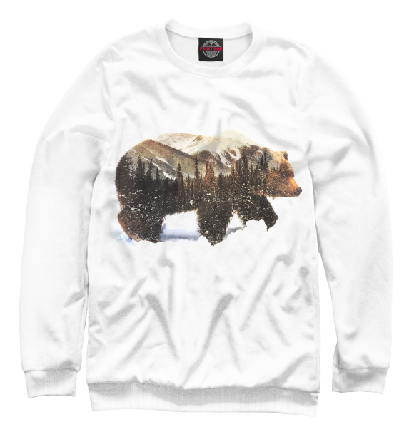 Свитшот для девочек с изображением Медведь цвета Белый