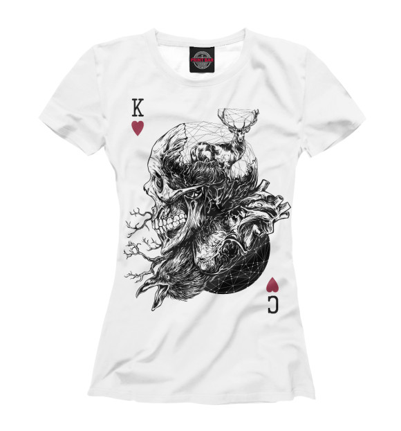 Женская футболка с притом Skull цвета Белый Женская футболка с изображением Skull цвета Белый