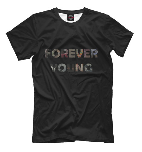 

Футболки Print Bar, Черный, Forever Young