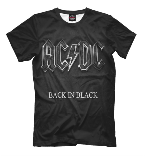 Мужская футболка с изображением AC/DC Back in Black цвета Черный