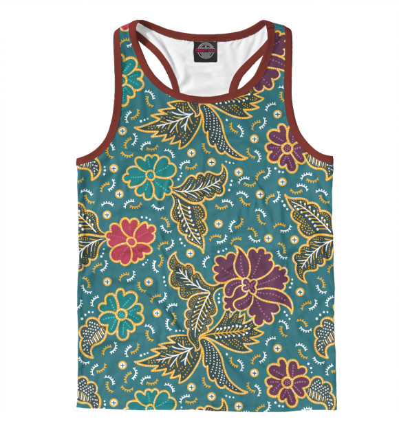 Мужская майка-борцовка с изображением Цветы цвета Белый