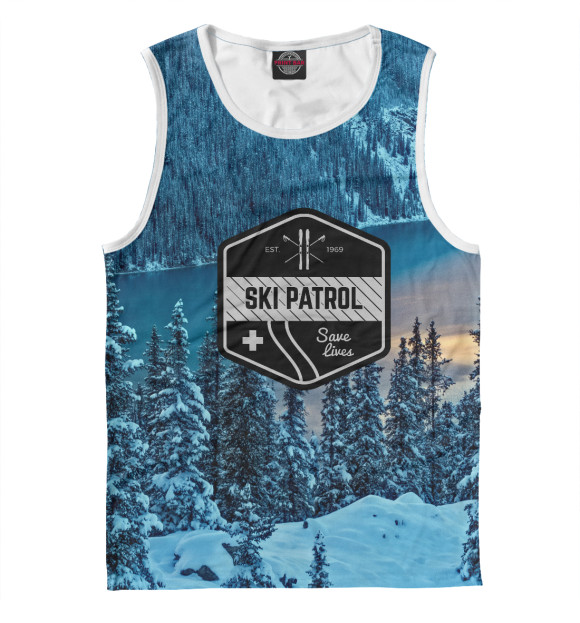 Мужская майка с изображением Ski patrol цвета Белый