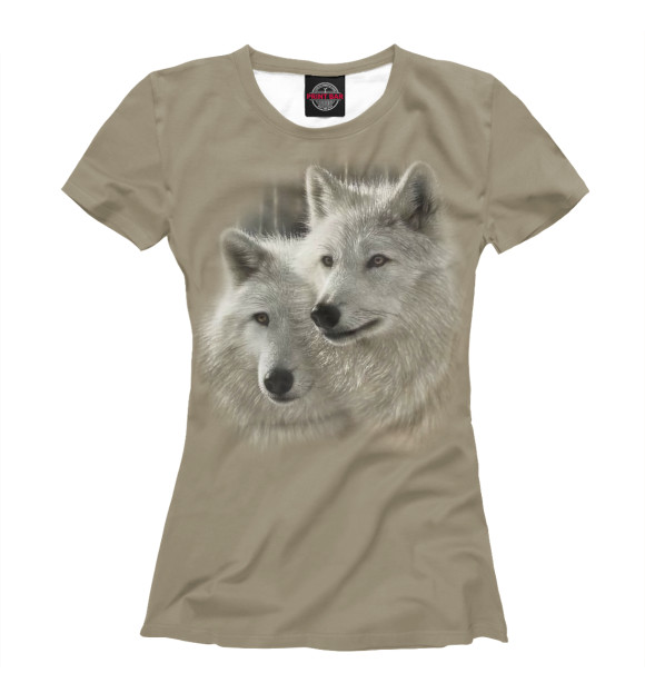 Женская футболка с изображением Белые волки цвета Белый