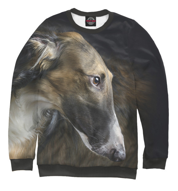 Мужской свитшот с изображением Русская борзая цвета Белый