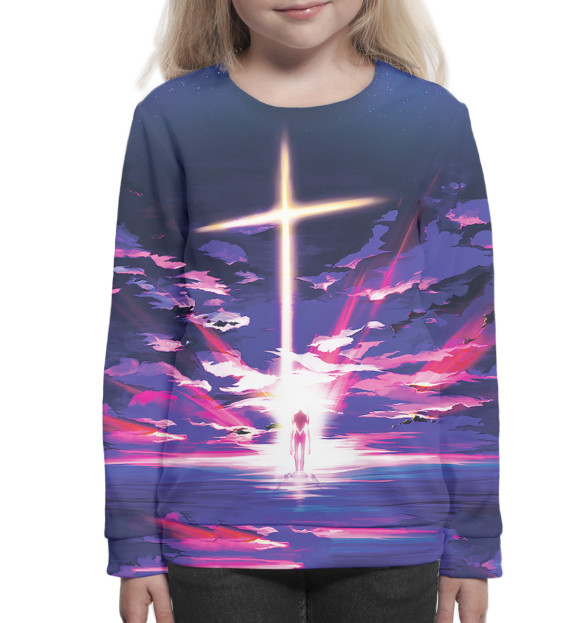 Свитшот для девочек с изображением Neon Genesis Evangelion цвета Белый