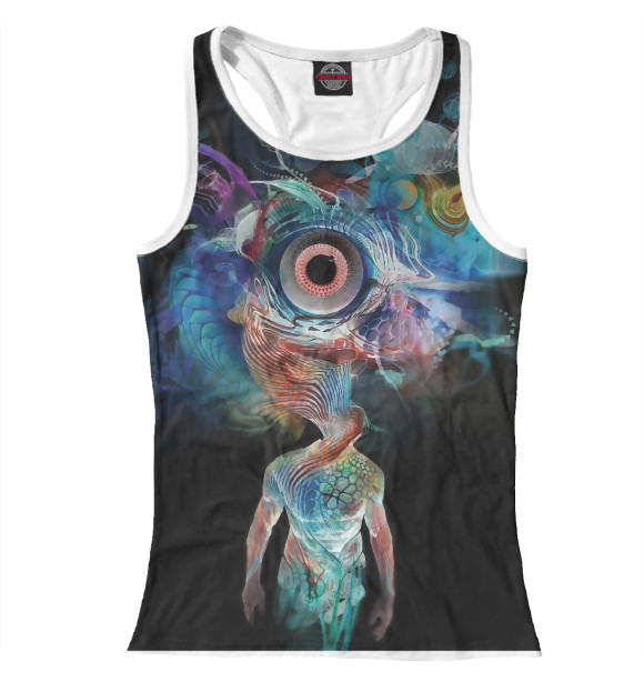 Женская майка-борцовка с изображением Галлюцинации цвета Белый