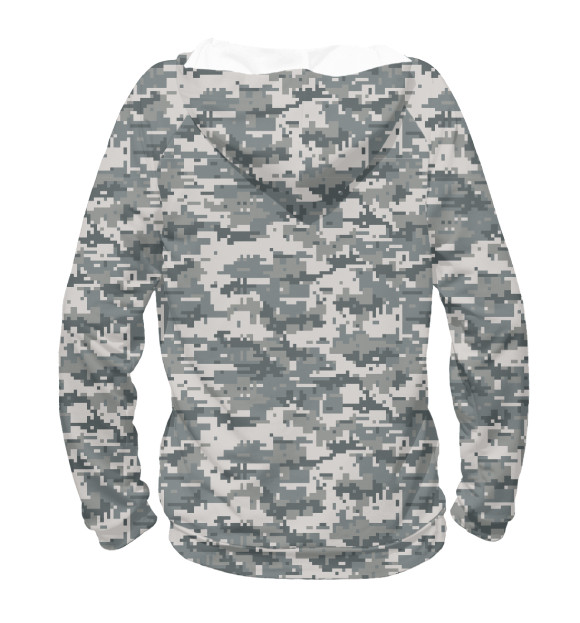 Мужское худи с изображением Цифровой серый камуфляж цвета Белый