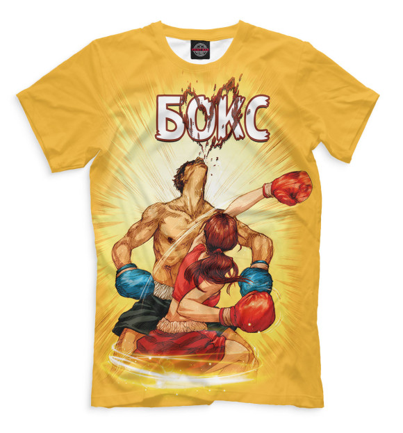 Мужская футболка с изображением Бокс цвета Персиковый
