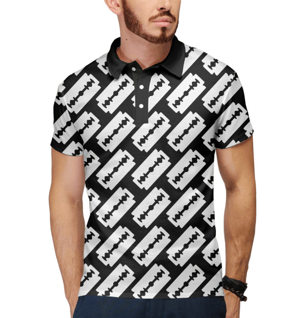 Мужское поло с изображением лезвия цвета Белый