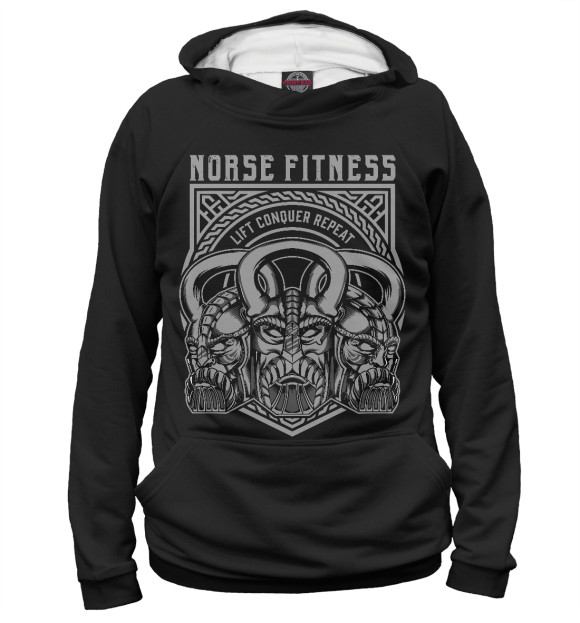 Мужское худи с изображением Norse Fitness цвета Белый