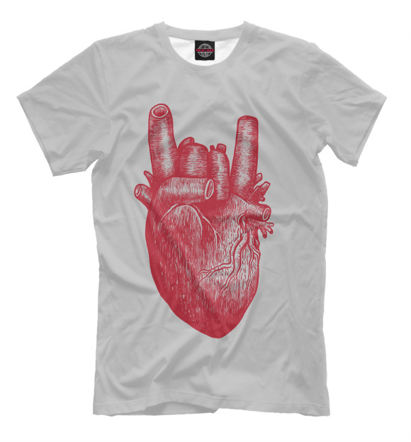 Мужская футболка с изображением Сердце рок цвета Бежевый