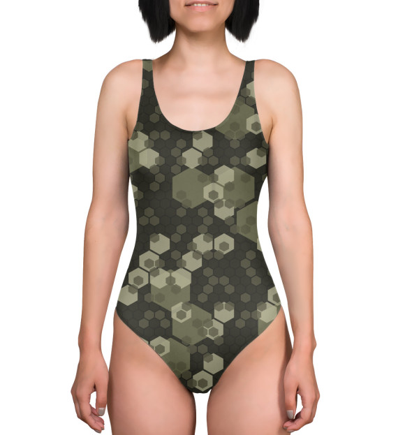 Купальник-боди с притом Милитари цвета  Купальник-боди с изображением Милитари цвета