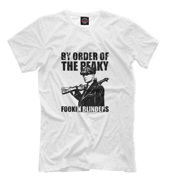 Мужская футболка с изображением Острые козырьки цвета Белый