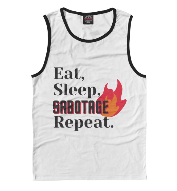 Мужская майка с притом Sabotage цвета Белый Мужская майка с изображением Sabotage цвета Белый