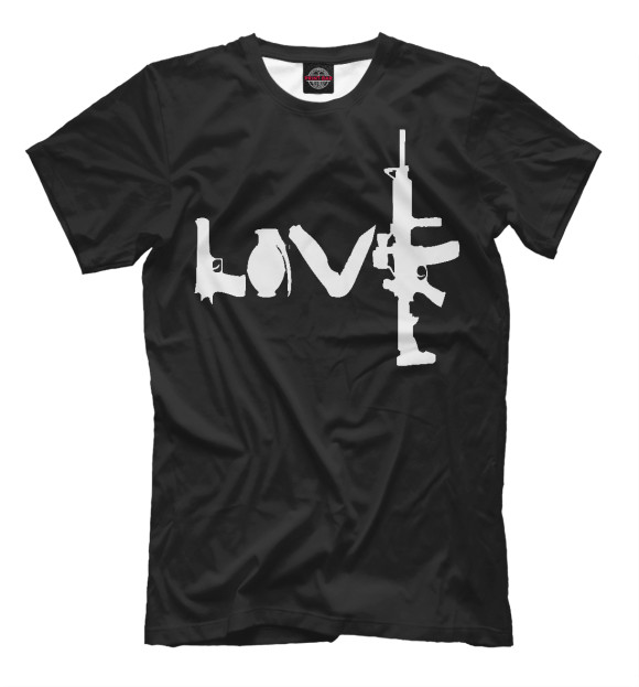 Мужская футболка с изображением Love War цвета Черный