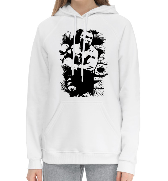 Женский хлопковый худи с изображением Майк Тайсон цвета Белый