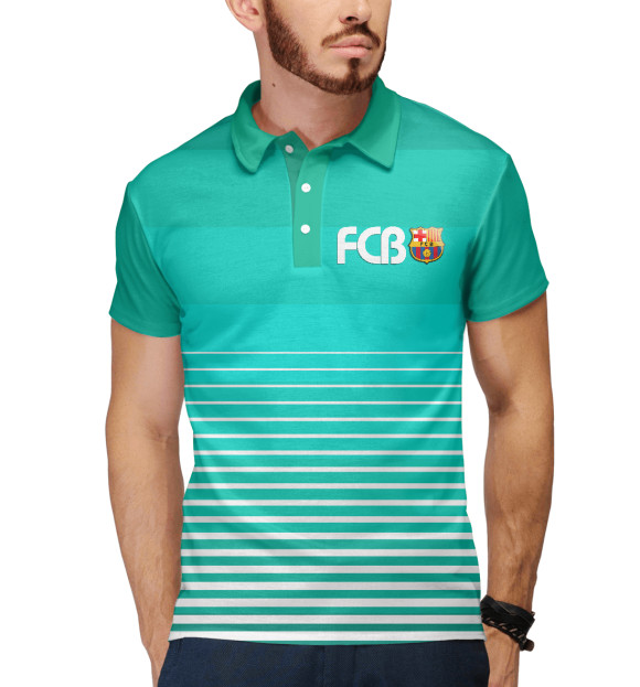 Мужское поло с изображением FCB цвета Белый