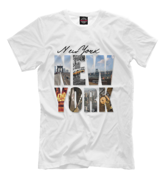 Мужская футболка с изображением Нью-Йорк цвета Молочно-белый