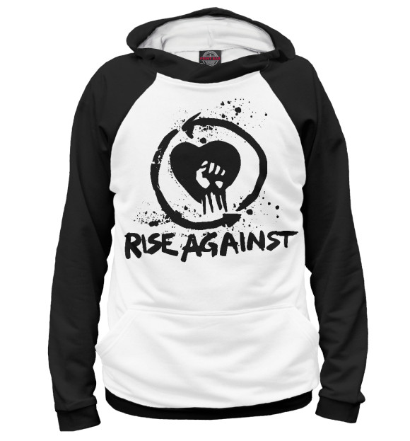 Мужское худи с изображением Rise Against цвета Белый