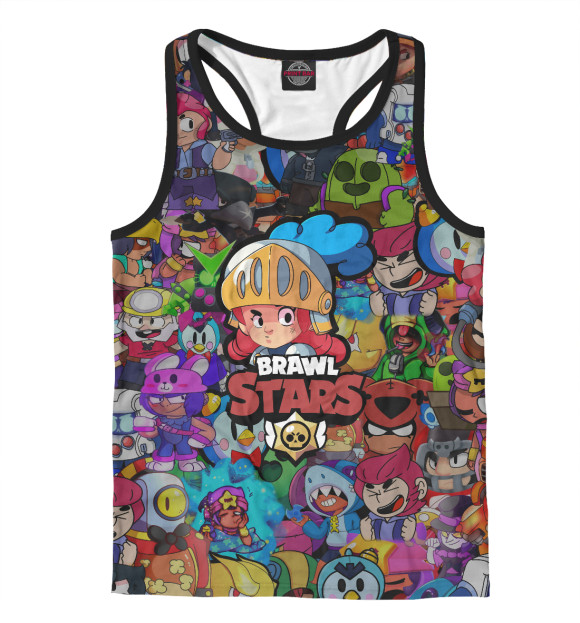 Мужская майка-борцовка с изображением Brawl Stars:Jessie цвета Белый