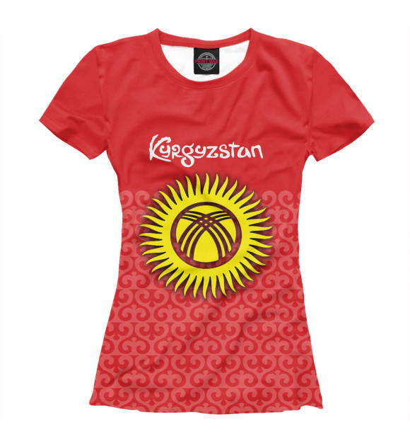 Женская футболка с изображением Кыргызстан цвета Белый