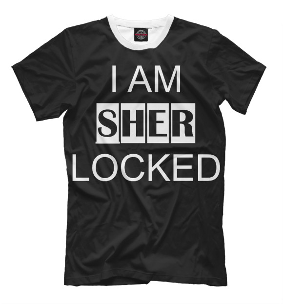 Мужская футболка с изображением I am Sherlocked цвета Черный