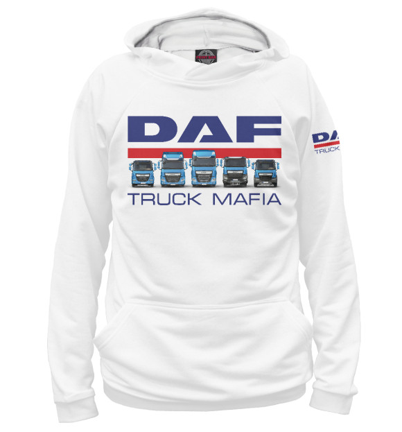 Мужское худи с изображением DAF Truck Mafia цвета Белый