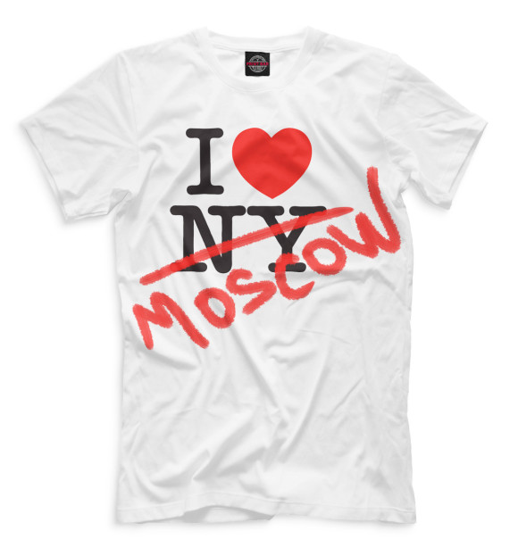 Мужская футболка с изображением I Love Moscow цвета Белый