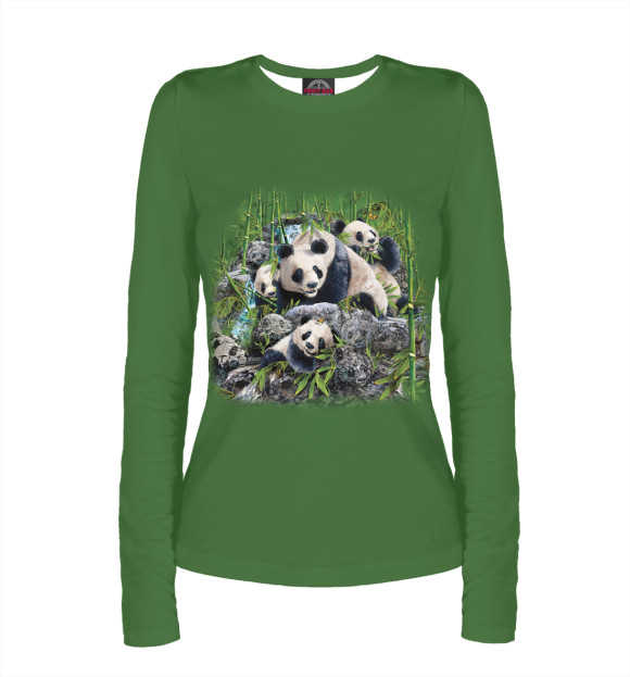 Женский лонгслив с изображением Панды цвета Белый