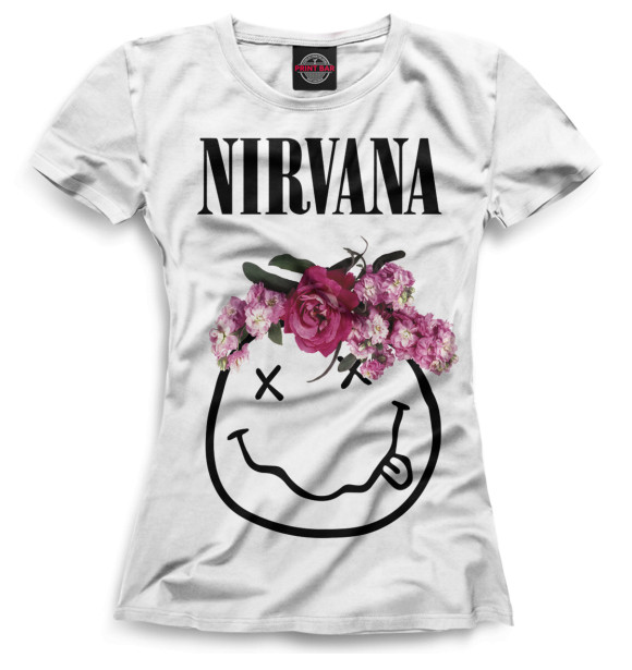 Женская футболка с изображением Nirvana цвета Белый