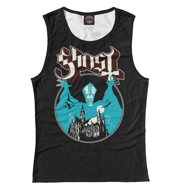 Женская майка с изображением Ghost цвета Белый