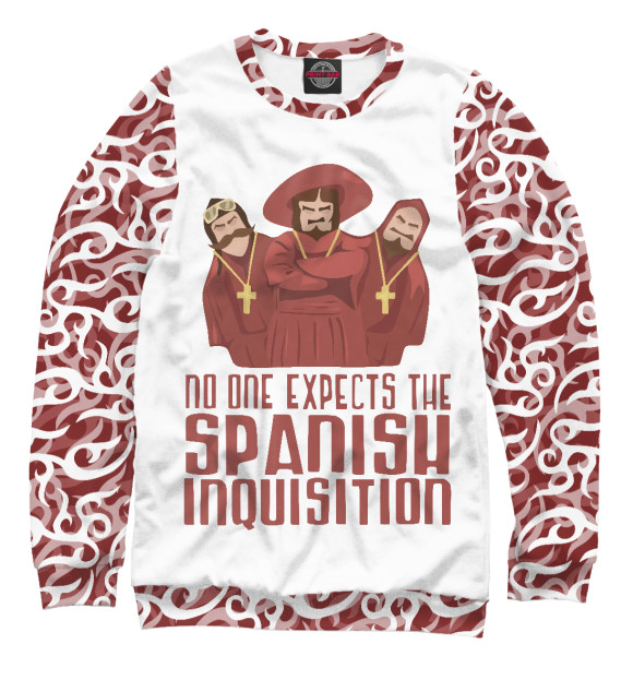 Свитшот для мальчиков с изображением No one expects the Spanish inquisition цвета Белый